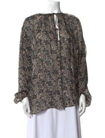 Étoile Isabel Marant Floral Print Tie Neck Blouse