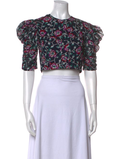 Étoile Isabel Marant Floral Print Crew Neck Crop Top