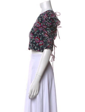 Étoile Isabel Marant Floral Print Crew Neck Crop Top
