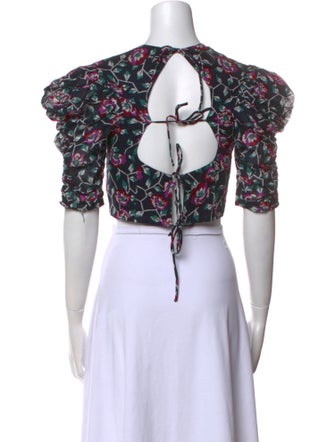 Étoile Isabel Marant Floral Print Crew Neck Crop Top