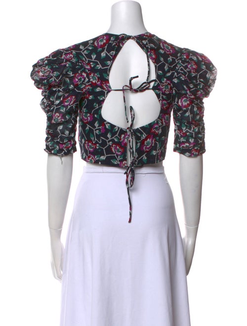 Étoile Isabel Marant Floral Print Crew Neck Crop Top