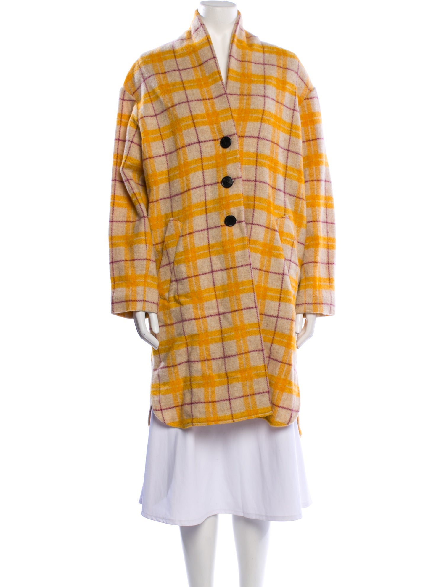 Étoile Isabel Marant Virgin Wool Plaid Print Coat