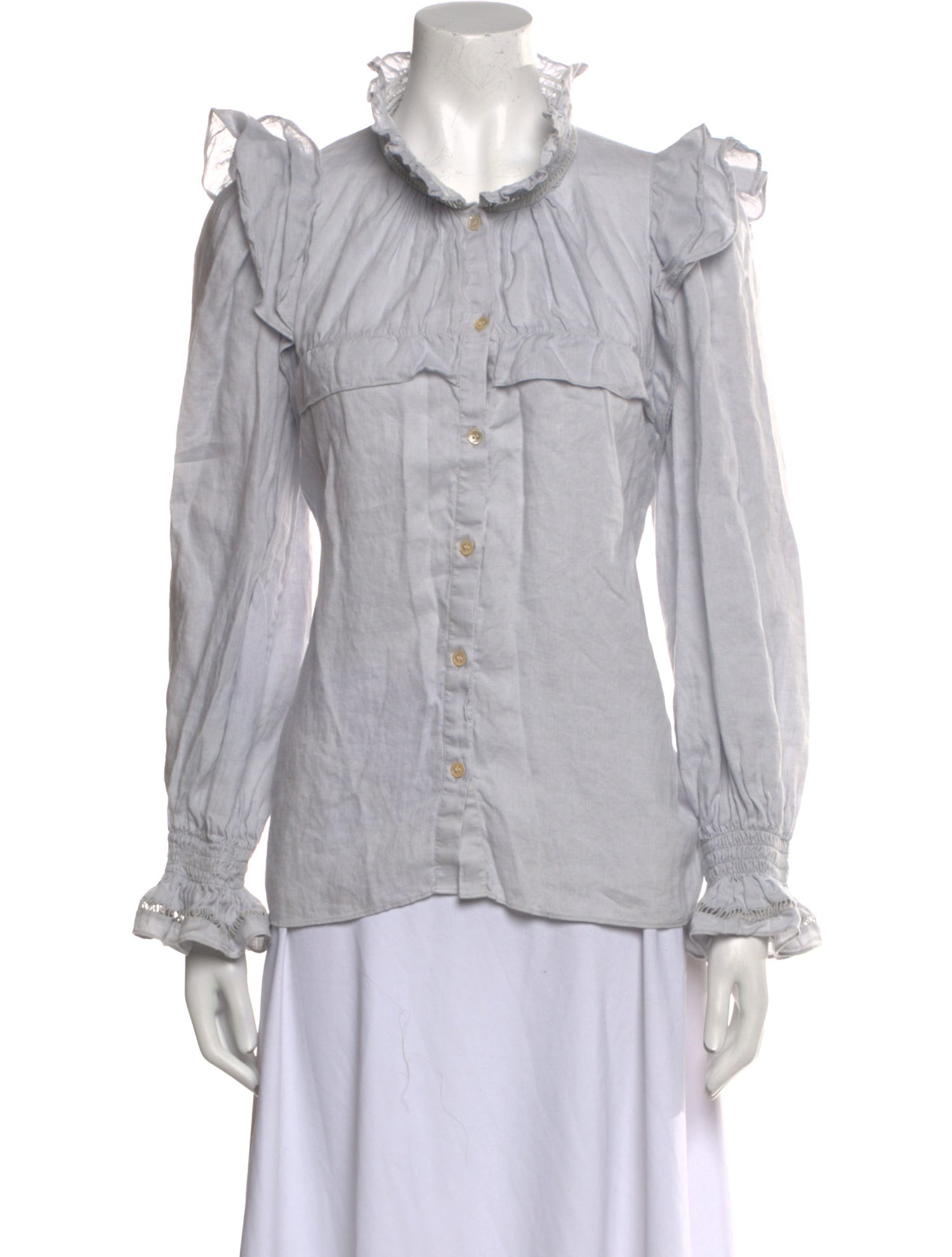 Étoile Isabel Marant Linen Mock Neck Button-Up Top