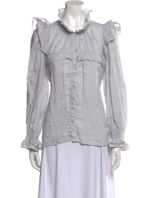 Étoile Isabel Marant Linen Mock Neck Button-Up Top