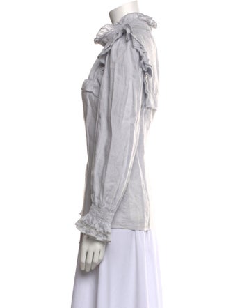 Étoile Isabel Marant Linen Mock Neck Button-Up Top