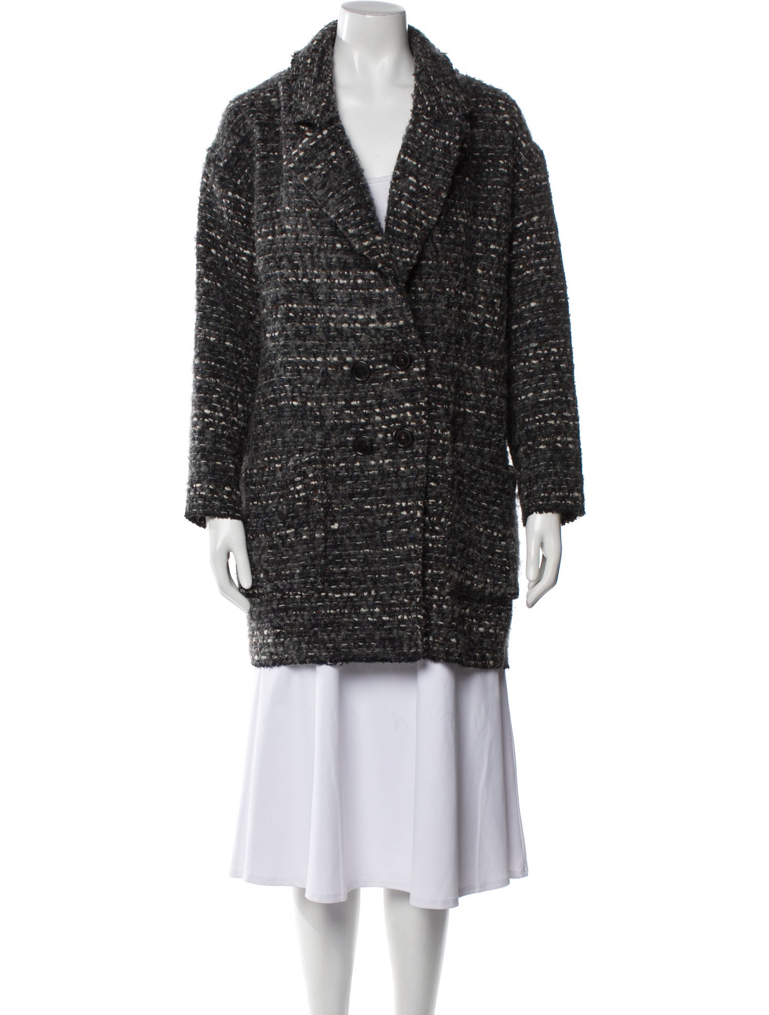 Étoile Isabel Marant Wool Tweed Pattern Faux Fur Coat