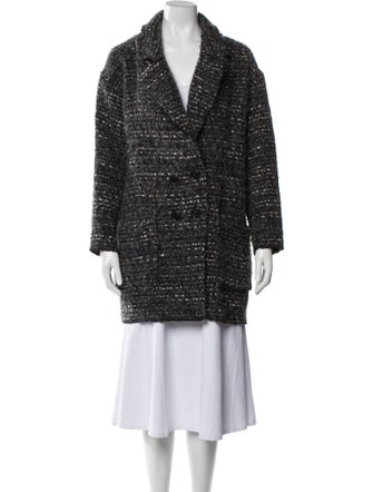 Étoile Isabel Marant Wool Tweed Pattern Faux Fur Coat
