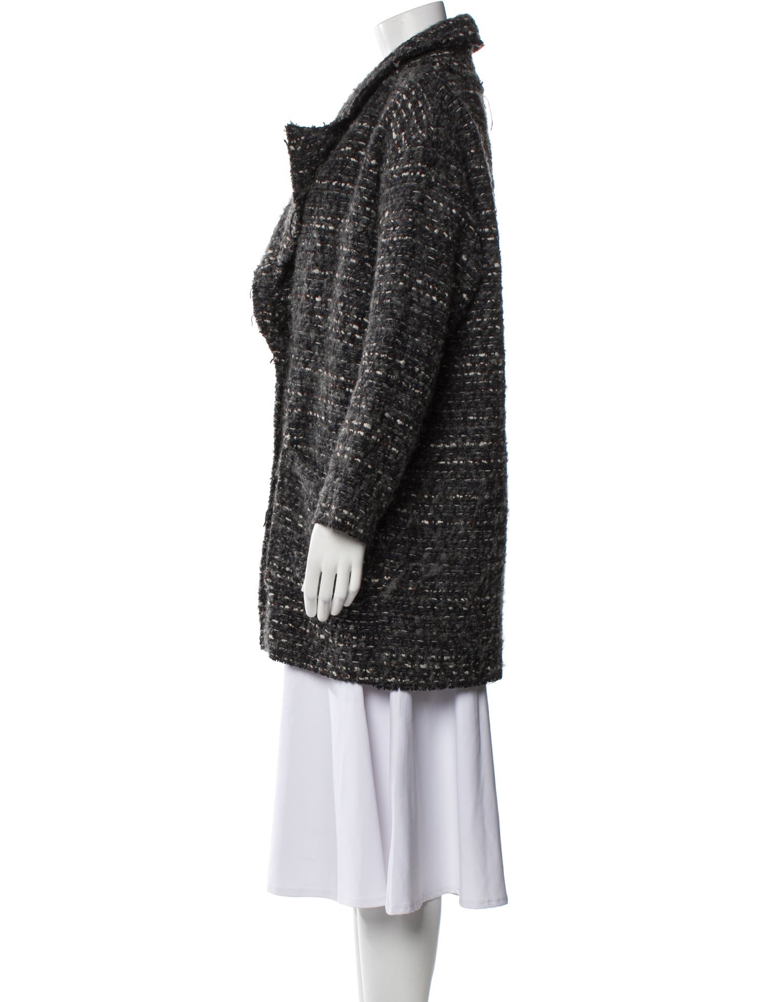 Étoile Isabel Marant Wool Tweed Pattern Faux Fur Coat