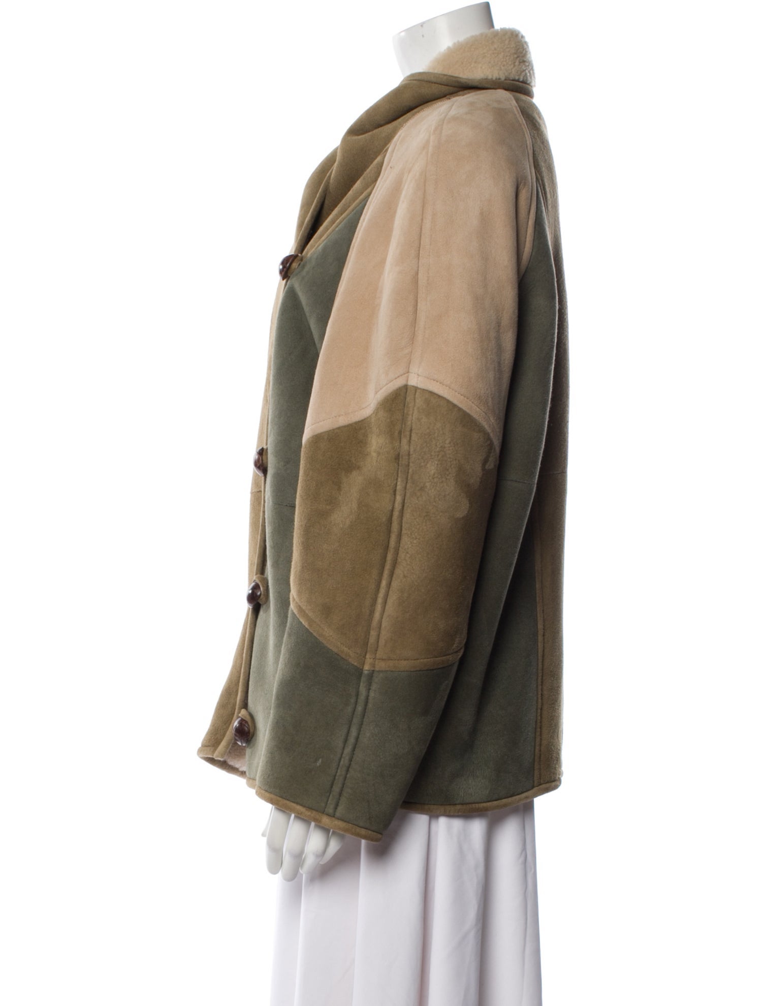 Étoile Isabel Marant Lamb Leather Colorblock Pattern Fur Coat