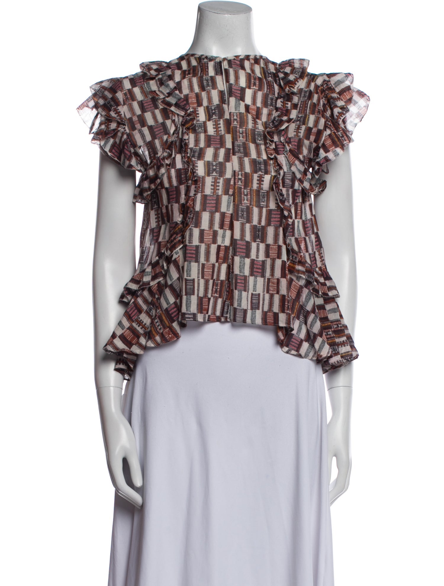 Étoile Isabel Marant Printed Bateau Neckline Crop Top