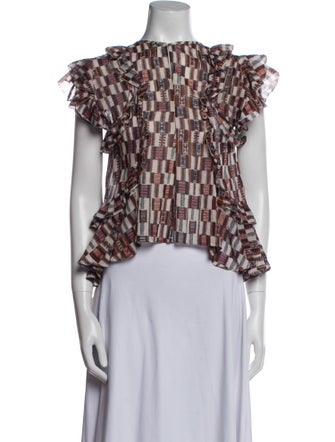 Étoile Isabel Marant Printed Bateau Neckline Crop Top