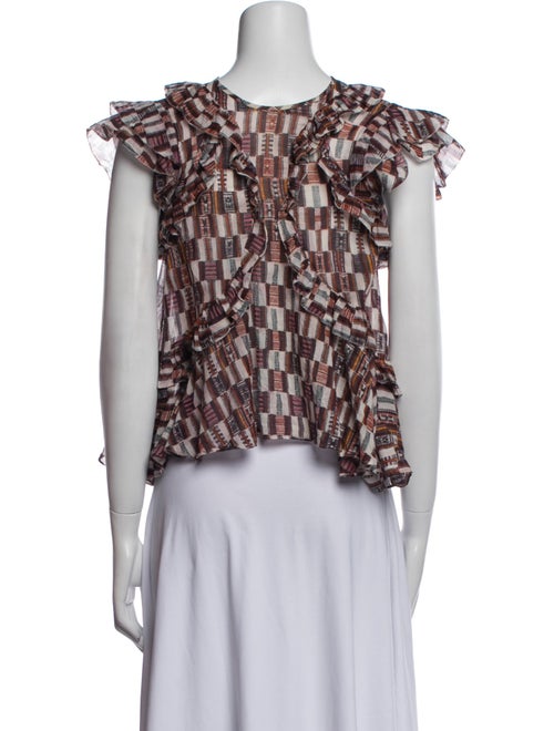 Étoile Isabel Marant Printed Bateau Neckline Crop Top