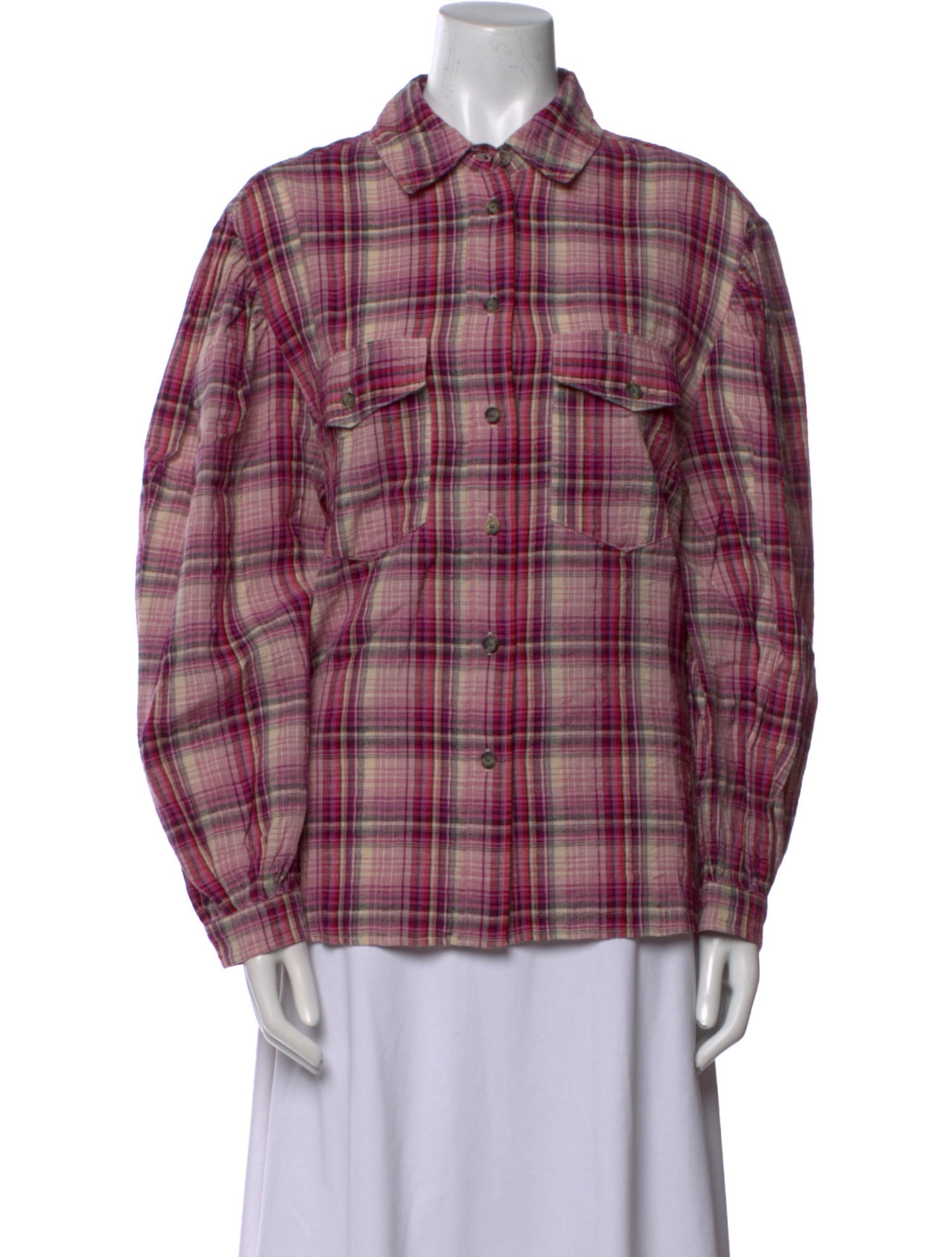 Étoile Isabel Marant Plaid Print Long Sleeve Button-Up Top