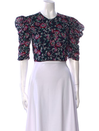 Étoile Isabel Marant Floral Print Crew Neck Crop Top