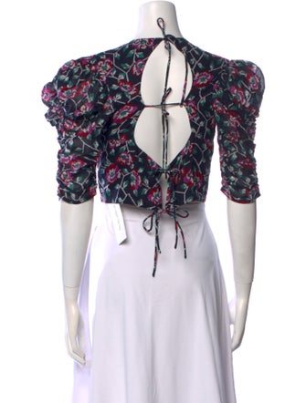 Étoile Isabel Marant Floral Print Crew Neck Crop Top