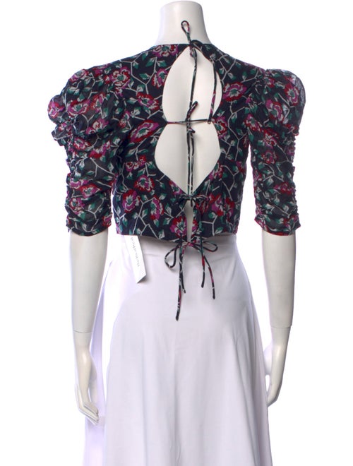 Étoile Isabel Marant Floral Print Crew Neck Crop Top