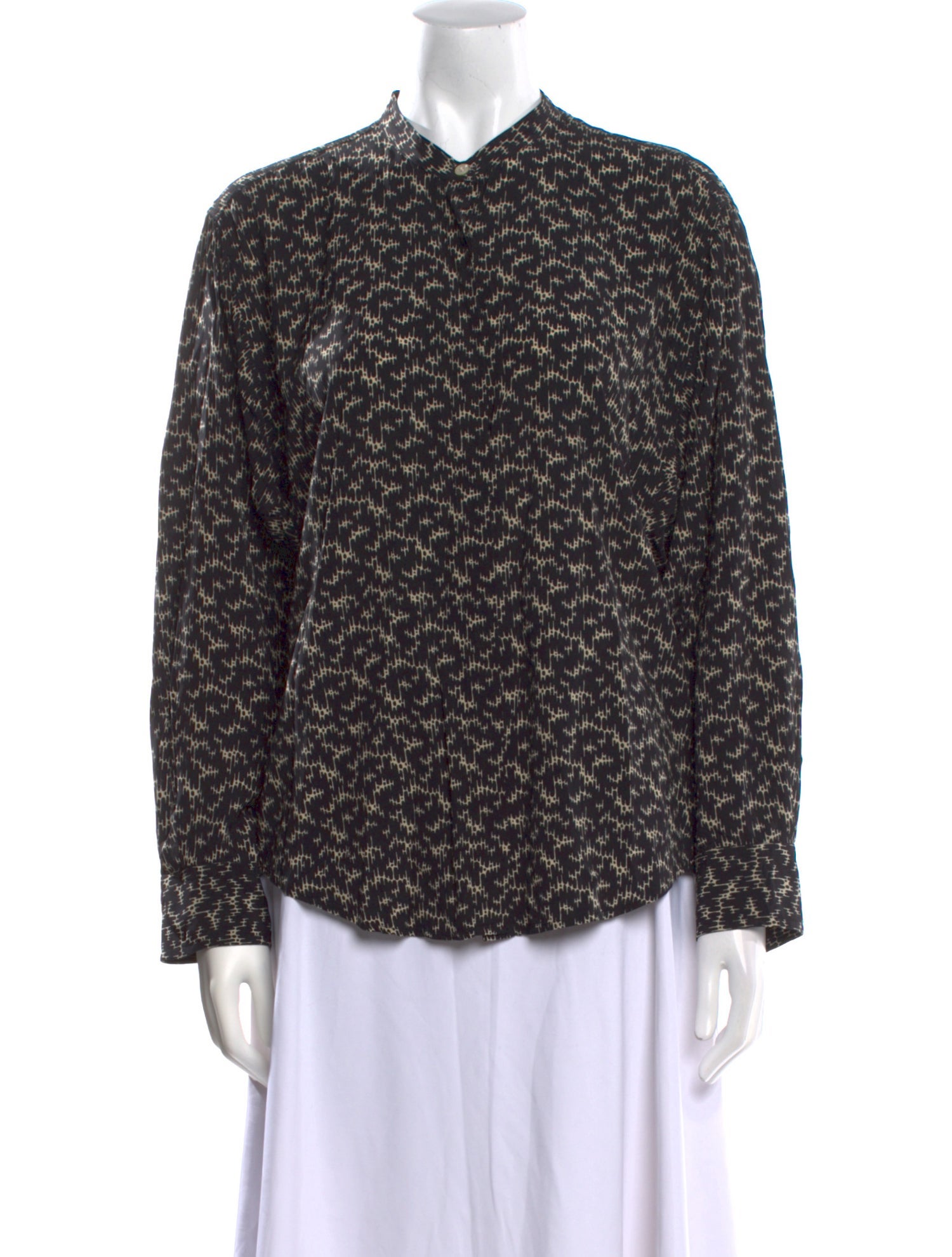 Étoile Isabel Marant Printed Mock Neck Button-Up Top