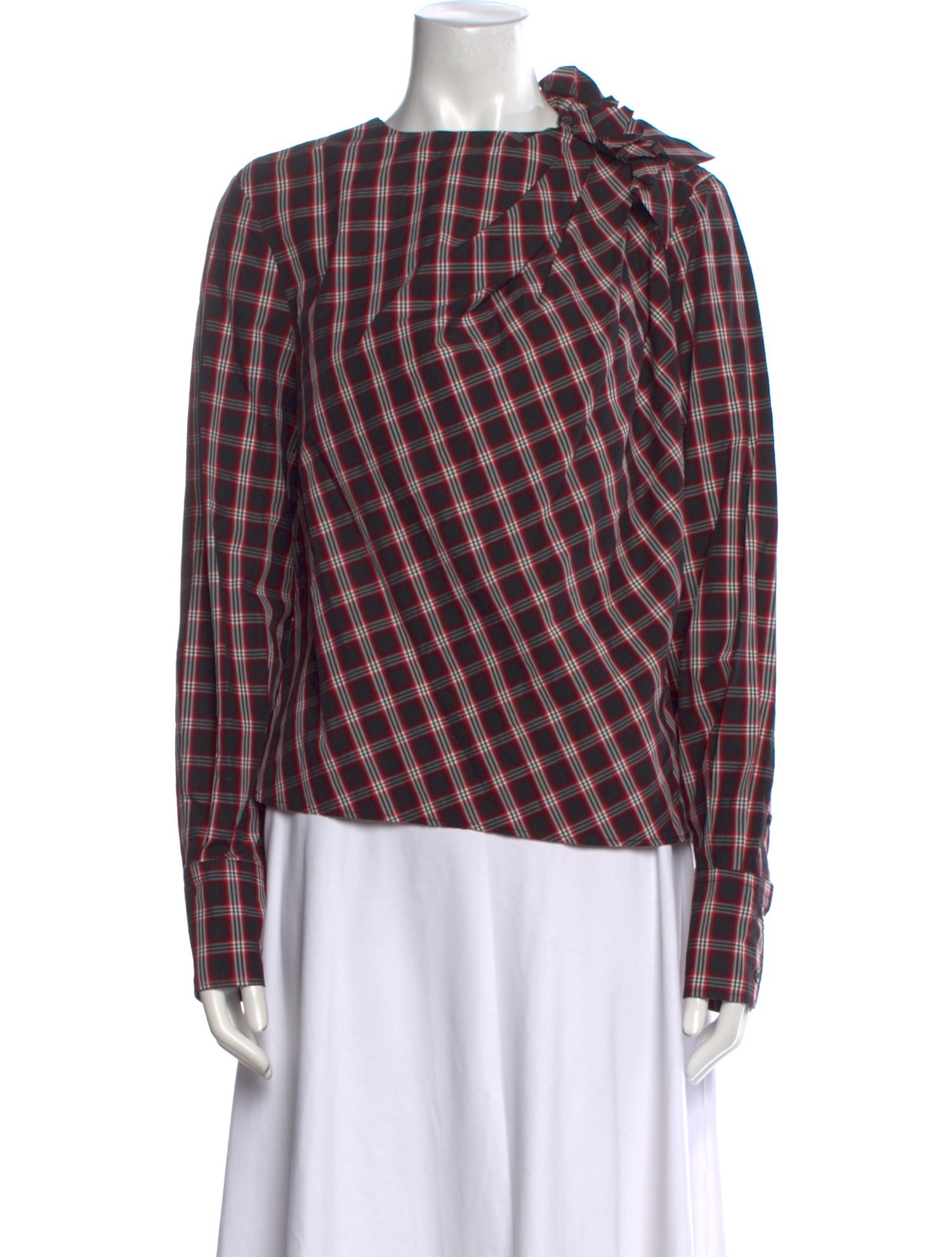 Étoile Isabel Marant Plaid Print Crew Neck Blouse