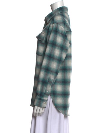 Étoile Isabel Marant Wool Plaid Print Button-Up Top