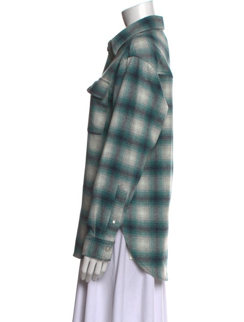 Étoile Isabel Marant Wool Plaid Print Button-Up Top