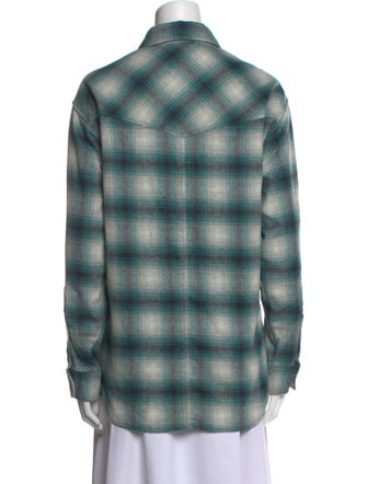 Étoile Isabel Marant Wool Plaid Print Button-Up Top