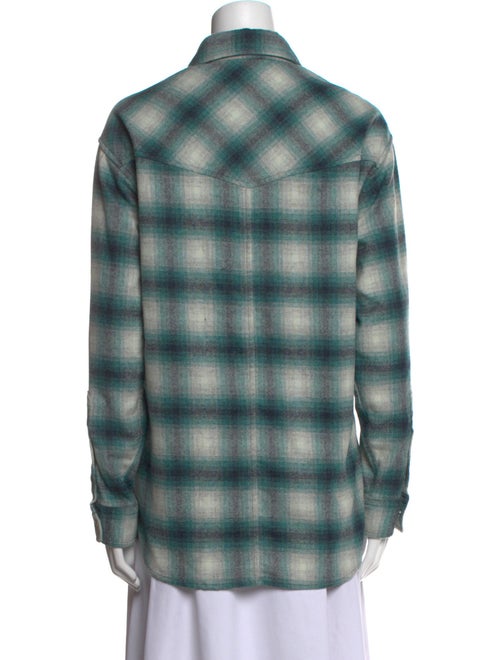 Étoile Isabel Marant Wool Plaid Print Button-Up Top