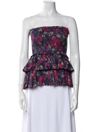 Étoile Isabel Marant Floral Print Strapless Crop Top