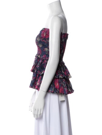 Étoile Isabel Marant Floral Print Strapless Crop Top