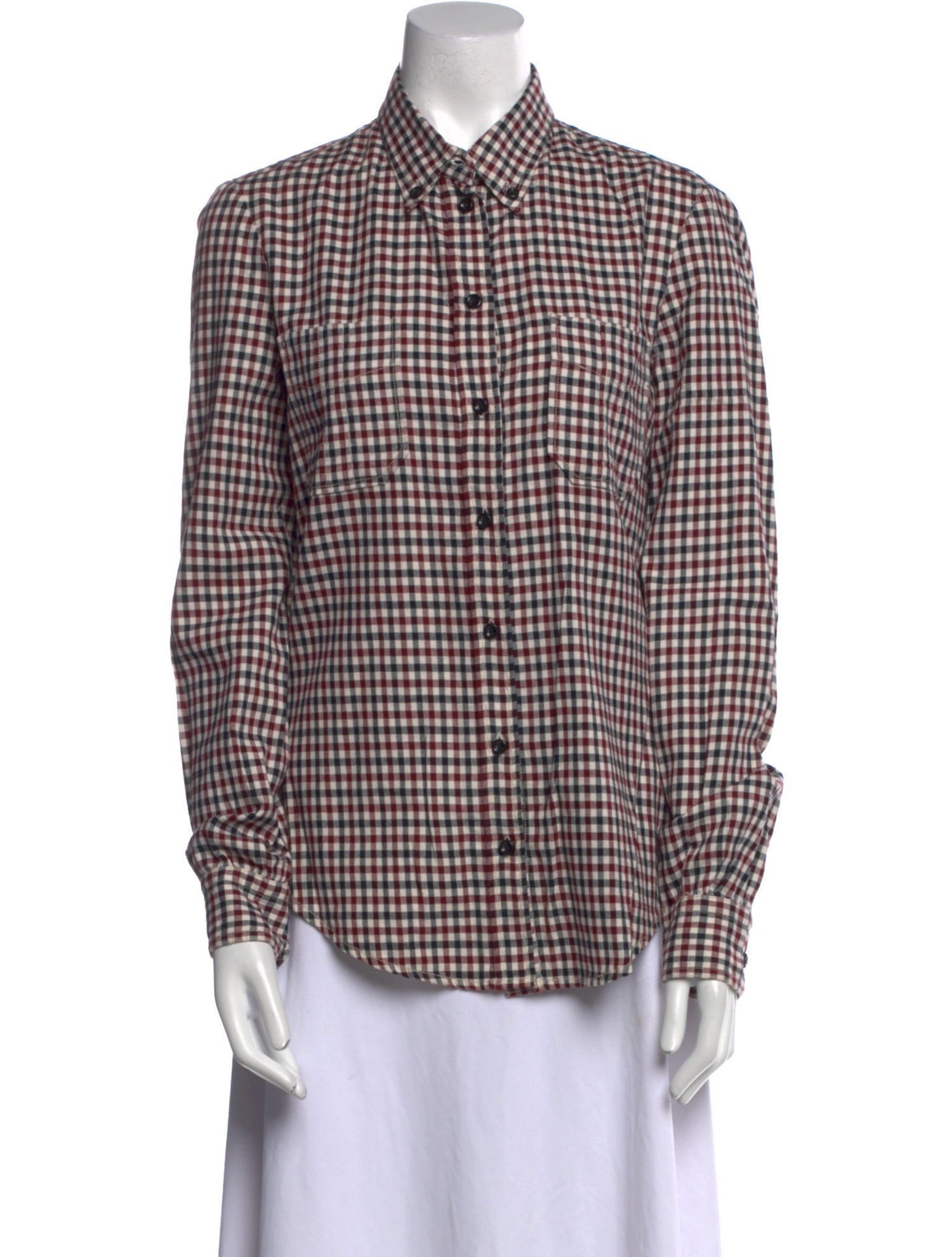Étoile Isabel Marant Plaid Print Long Sleeve Button-Up Top