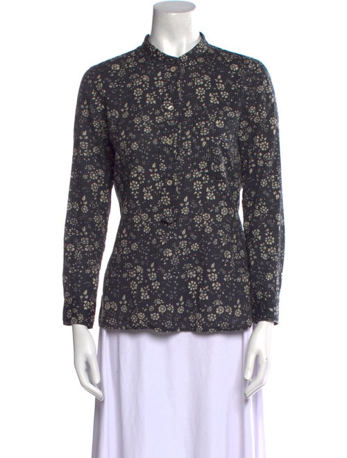 Étoile Isabel Marant Floral Print Mock Neck Button-Up Top