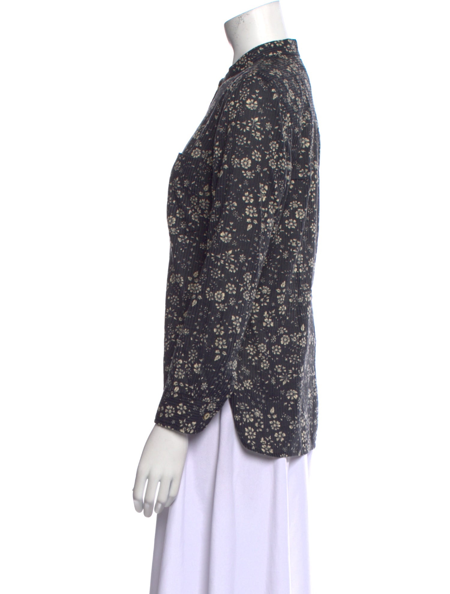 Étoile Isabel Marant Floral Print Mock Neck Button-Up Top