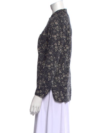 Étoile Isabel Marant Floral Print Mock Neck Button-Up Top