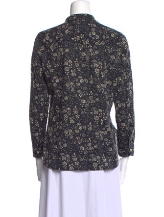 Étoile Isabel Marant Floral Print Mock Neck Button-Up Top