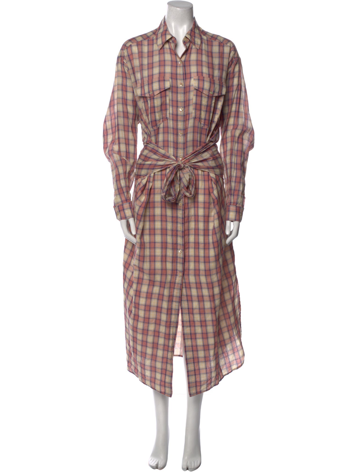 Étoile Isabel Marant Plaid Print Long Dress
