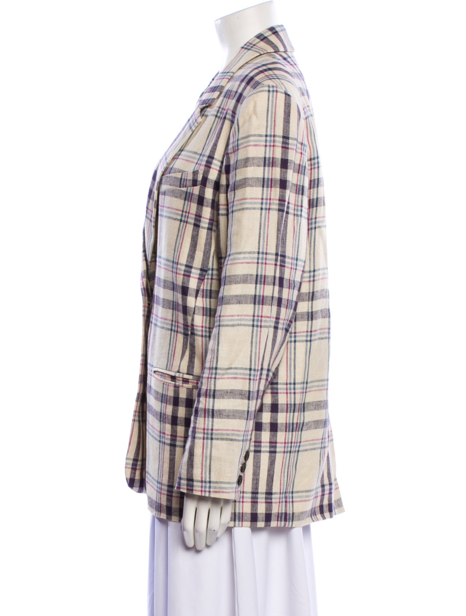 Étoile Isabel Marant Linen Plaid Print Blazer
