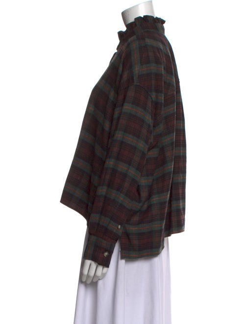 Étoile Isabel Marant Plaid Print Mock Neck Button-Up Top