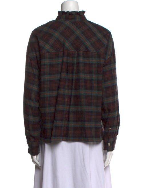 Étoile Isabel Marant Plaid Print Mock Neck Button-Up Top