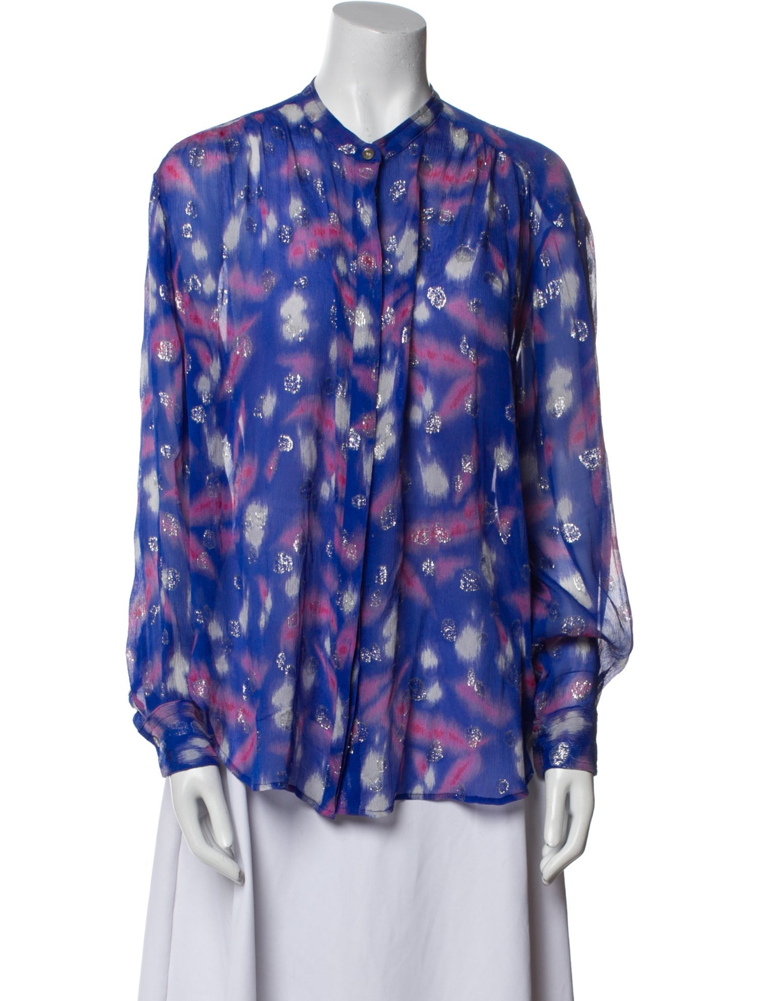Étoile Isabel Marant Silk Tie-Dye Print Button-Up Top