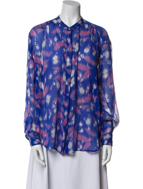 Étoile Isabel Marant Silk Tie-Dye Print Button-Up Top