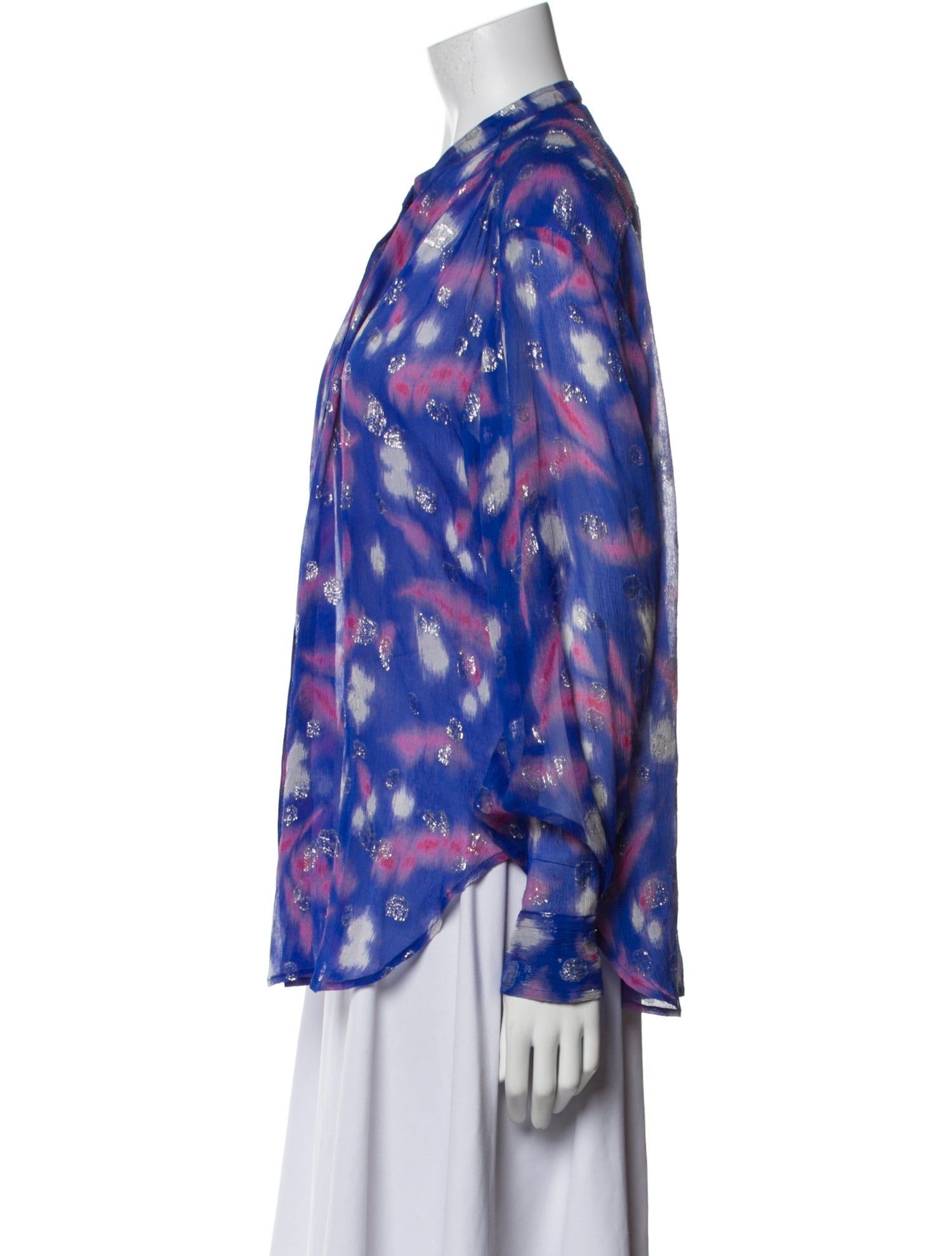 Étoile Isabel Marant Silk Tie-Dye Print Button-Up Top