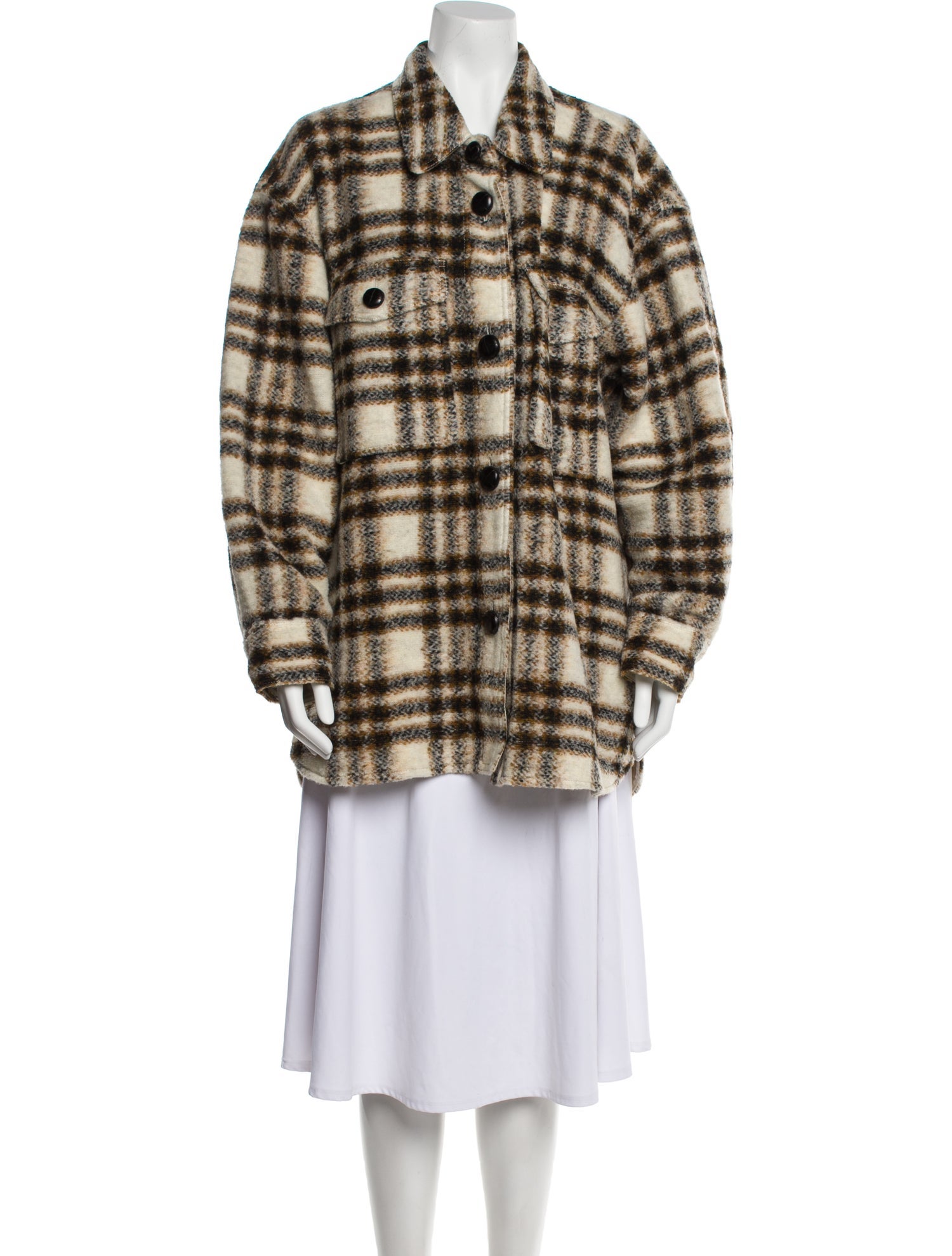 Étoile Isabel Marant Wool Plaid Print Coat
