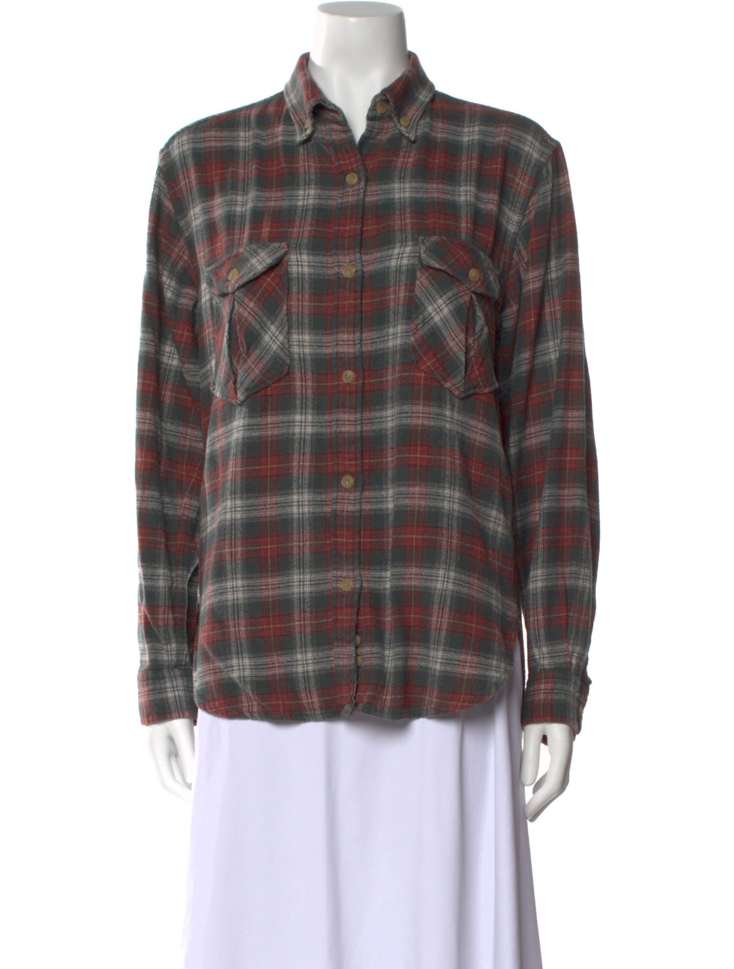 Étoile Isabel Marant Plaid Print Long Sleeve Button-Up Top