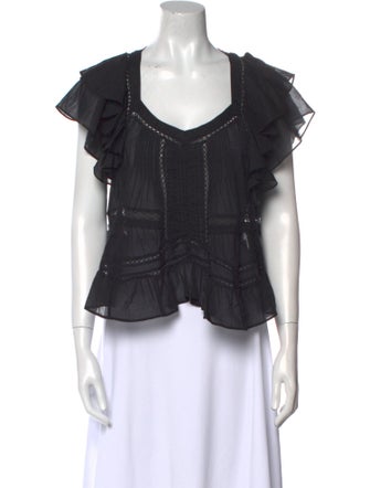 Étoile Isabel Marant Square Neckline Short Sleeve Top
