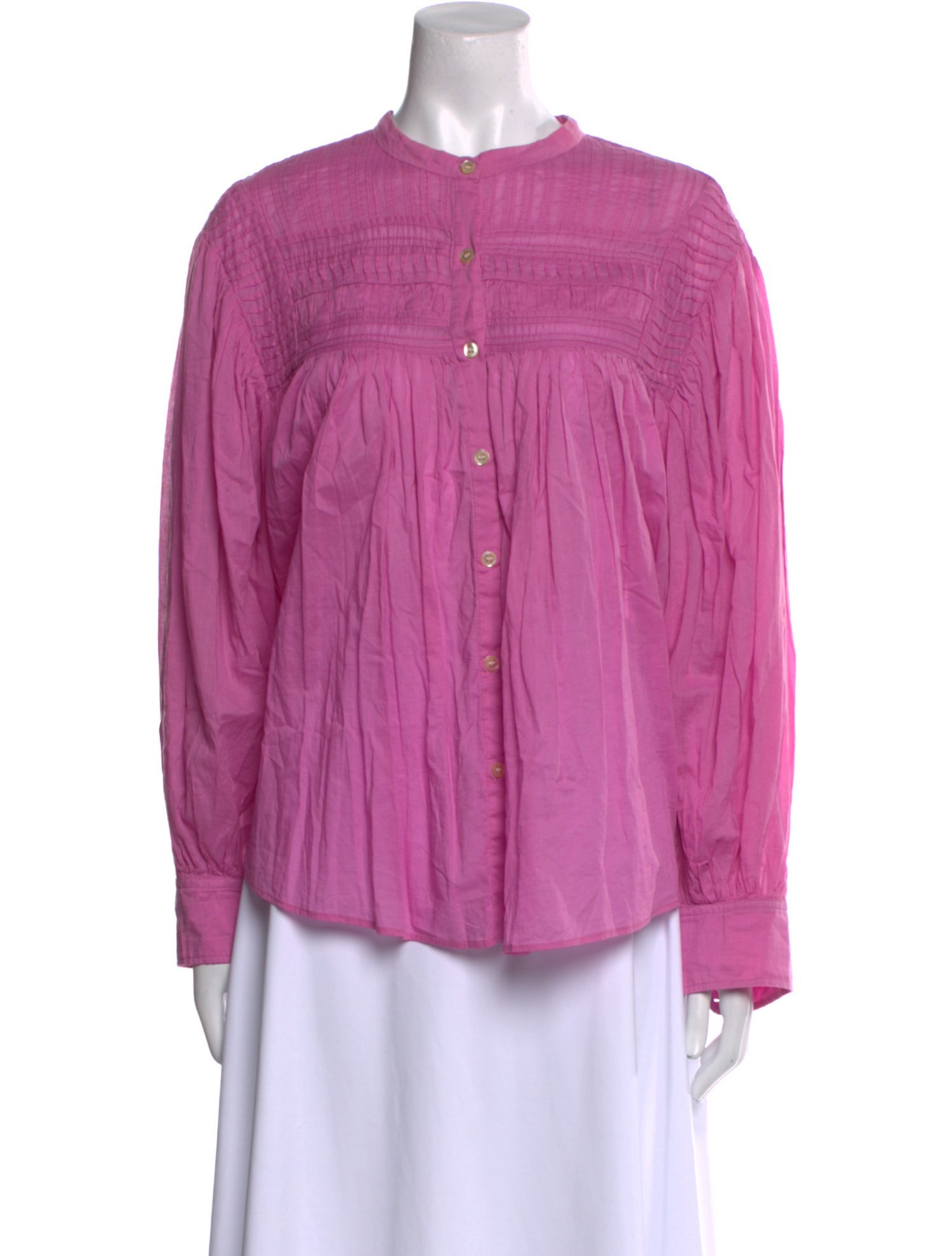 Étoile Isabel Marant Mock Neck Long Sleeve Button-Up Top