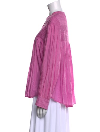 Étoile Isabel Marant Mock Neck Long Sleeve Button-Up Top