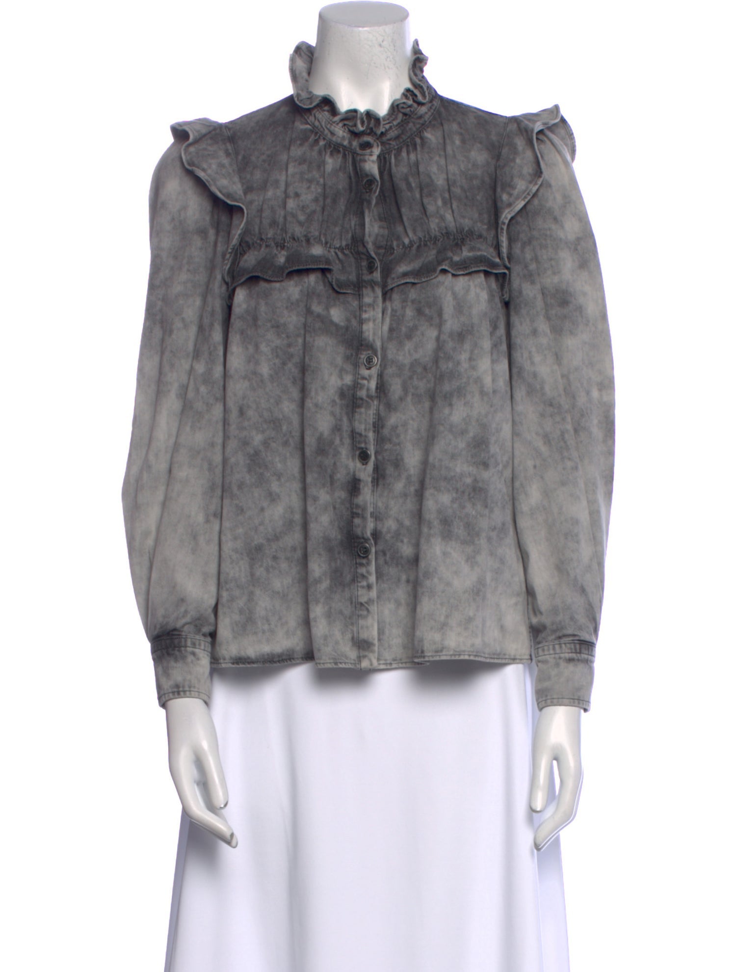 Étoile Isabel Marant Printed Mock Neck Button-Up Top