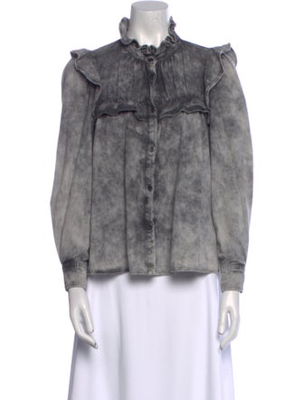 Étoile Isabel Marant Printed Mock Neck Button-Up Top