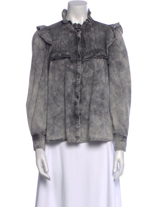 Étoile Isabel Marant Printed Mock Neck Button-Up Top