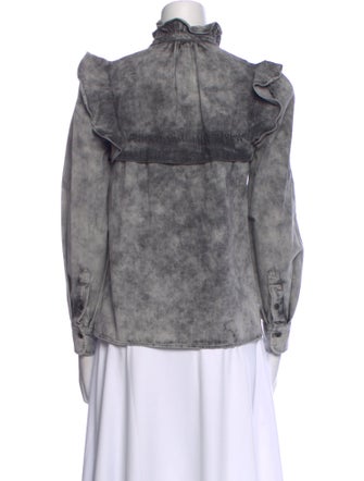 Étoile Isabel Marant Printed Mock Neck Button-Up Top