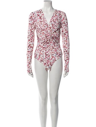 Étoile Isabel Marant Floral Print V-Neck Bodysuit